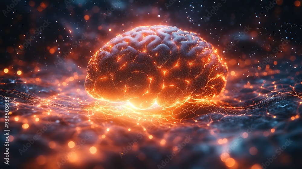 Human brain stimulation or activity with neuron close-up 3D rendering illustration. Neurology, cognition, neuronal network, psychology, neuroscience scientific concepts design Human brain stimulation or activity with neuron close-up 3D rendering illustration. Neurology, cognition, neuronal network, psychology, neuroscience scientific concepts design