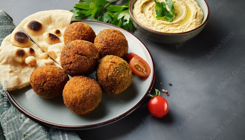 Delicious falafel with hummus Space for text Delicious falafel with hummus Space for text