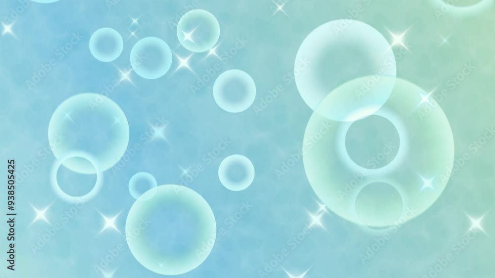 ゆめかわキラキラエフェクトとシャボン玉の背景_青 ゆめかわキラキラエフェクトとシャボン玉の背景_青