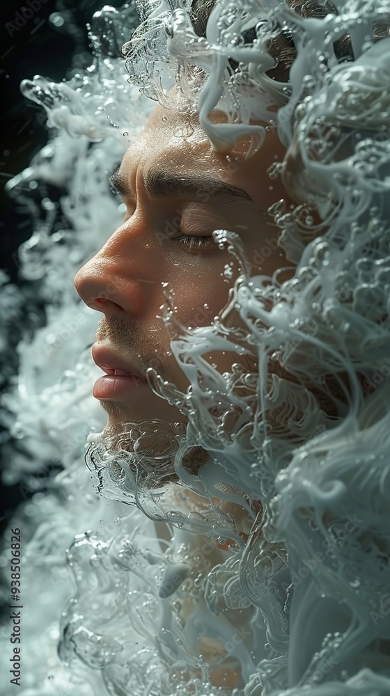 Man Submerged in Water: Abstract Portrait Photography Man Submerged in Water: Abstract Portrait Photography