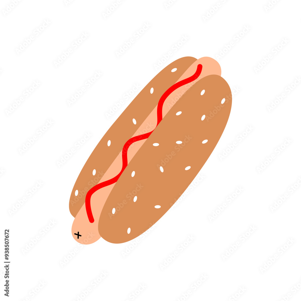 Hot dog. American street fast food. Vector illustration. Hot dog. American street fast food. Vector illustration.