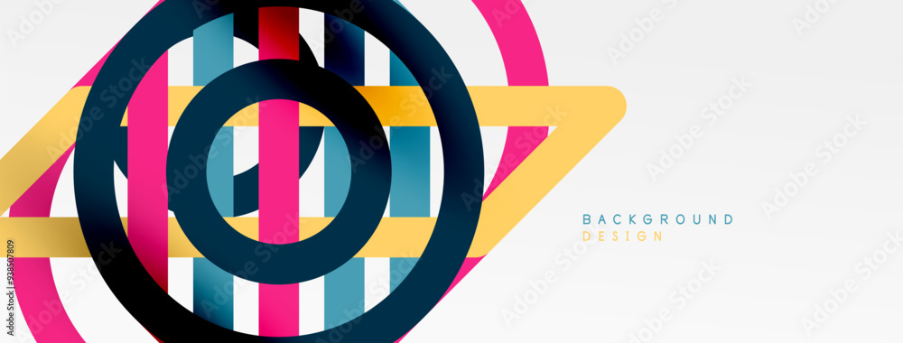 Obraz premium Abstract background - colorful circle lines technology or business digital template