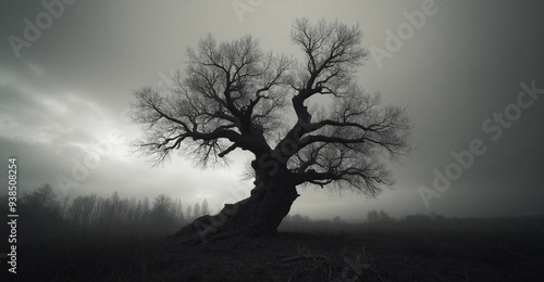 tree in fog