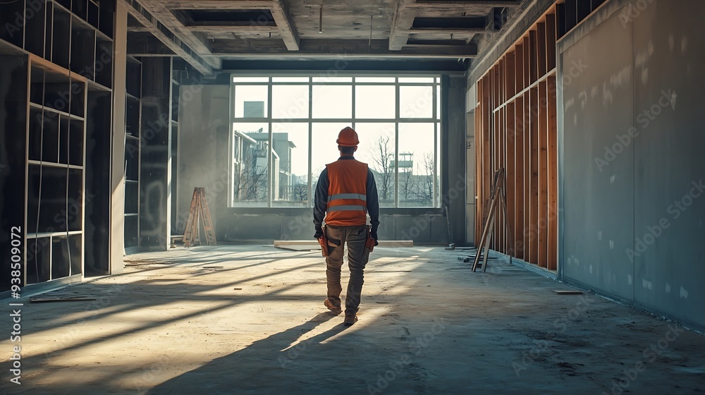 Construction house and contractor walking in a building with maintenance renovation and work with sunshine Architecture home renovation and fast construction worker on a site working a : Generative AI Construction house and contractor walking in a building with maintenance renovation and work with sunshine Architecture home renovation and fast construction worker on a site working a : Generative AI