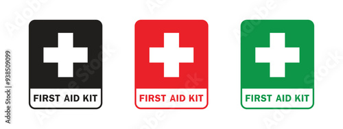Vector First Aid Kit Sign Set