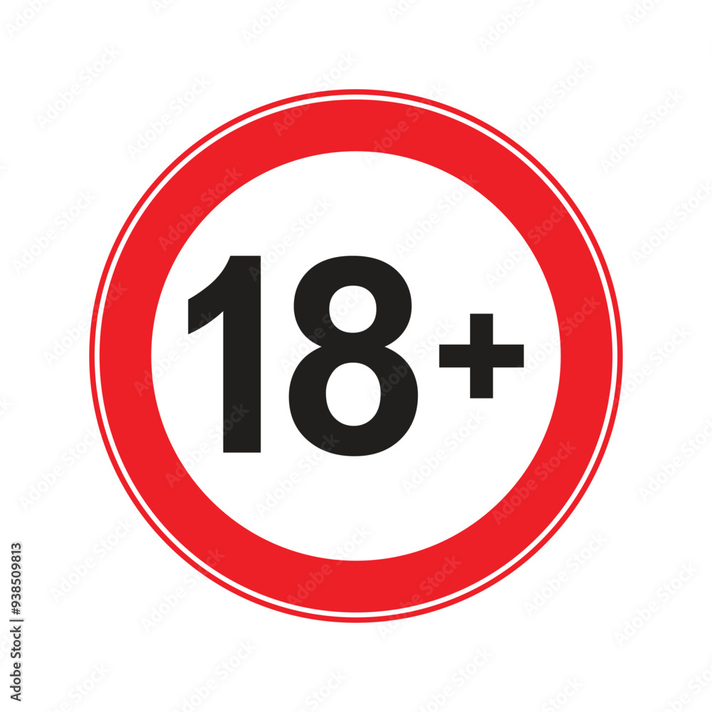 Vector 18+ Age Restriction Sign Vector 18+ Age Restriction Sign