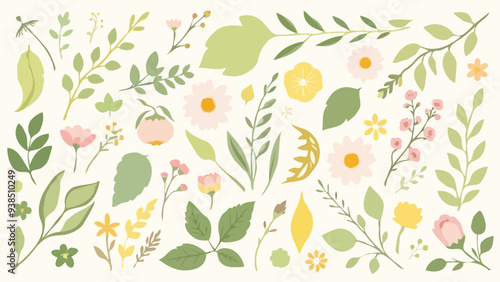 Bunte Blumen und Blätter