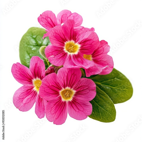 bright pink flower Primula isolated on white background