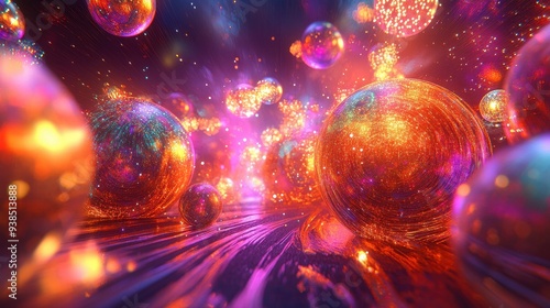 Abstract Background with Shiny Spheres and Lights