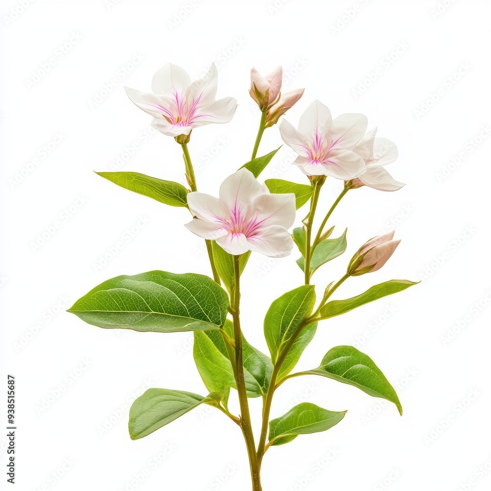 close up of Blooming phumelia or Champa flower and leaves isolated on white background close up of Blooming phumelia or Champa flower and leaves isolated on white background