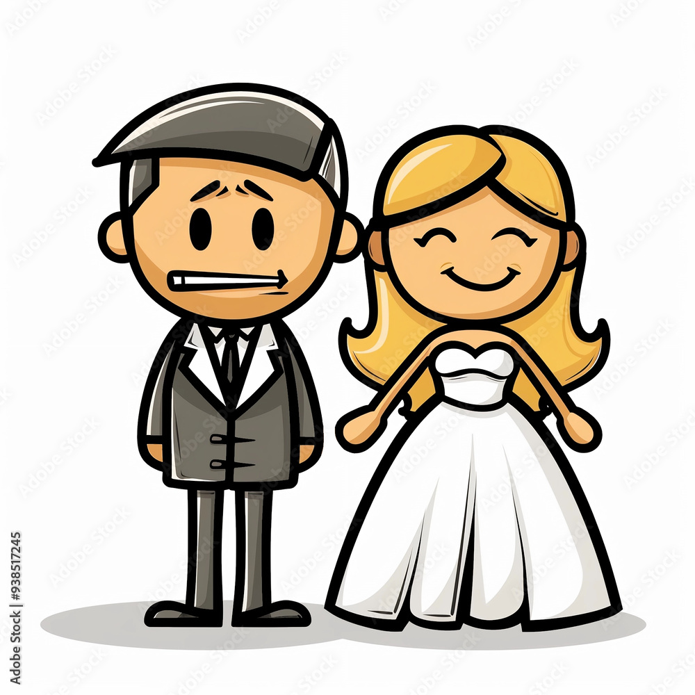 A Nervous Groom and a Happy Bride Icon