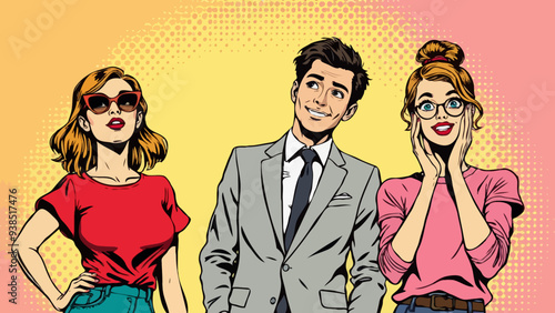 Stilvolle Freunde im Pop-Art-Stil