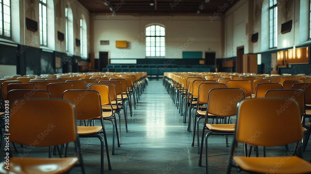 Empty classroom with chairs arranged in a black t prizes : Generative AI Empty classroom with chairs arranged in a black t prizes : Generative AI