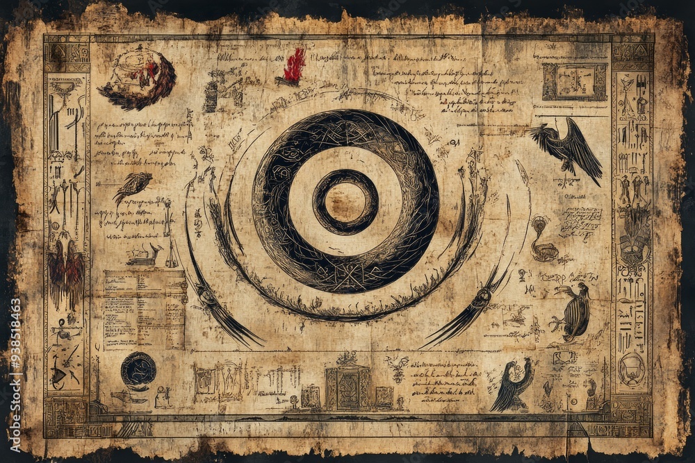 Ouroboros Ancient Scroll Various Gnosticism, Alchemy Religion Spiritual Symbol Ouroboros Ancient Scroll Various Gnosticism, Alchemy Religion Spiritual Symbol