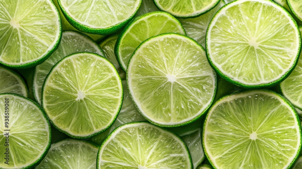 Fresh juicy lime slices as background, top view , ai Fresh juicy lime slices as background, top view , ai