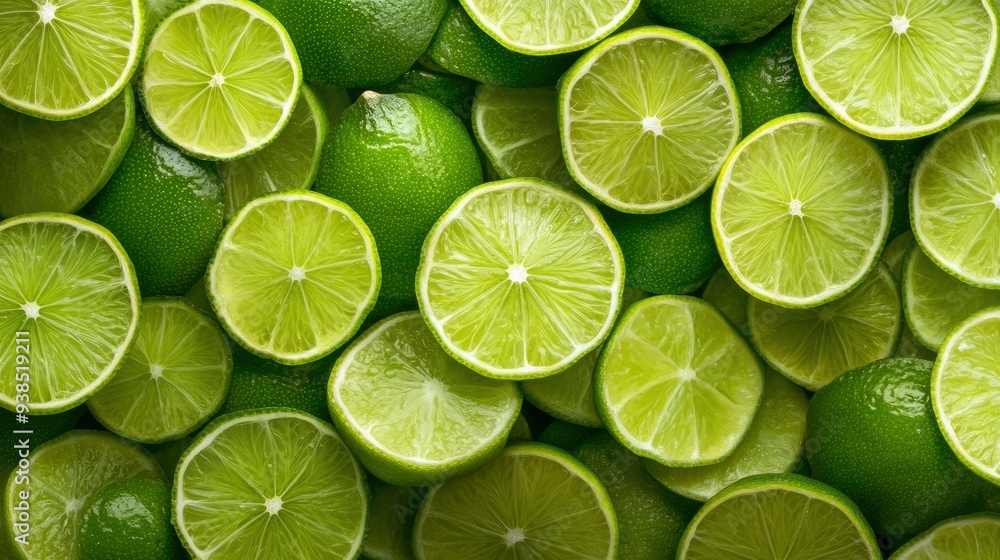 Fresh juicy lime slices as background, top view , ai Fresh juicy lime slices as background, top view , ai