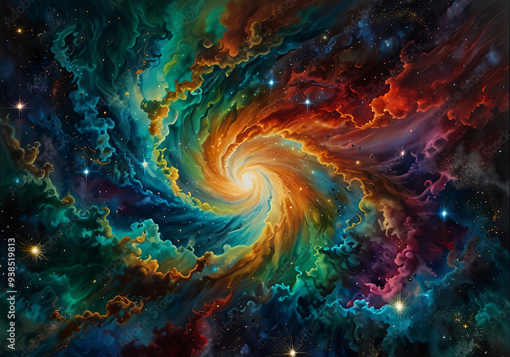 a swirling cosmic masterpiece, colourful nebulae dance across the canvas in a breath taking display of vibrant hues a swirling cosmic masterpiece, colourful nebulae dance across the canvas in a breath taking display of vibrant hues