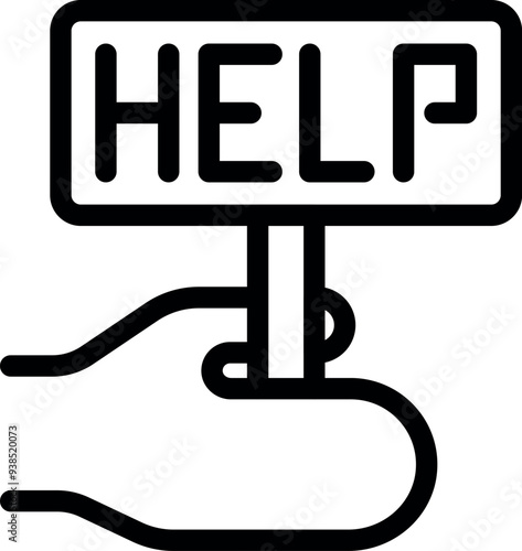 Hand is holding a help sign, symbolizing a request for assistance or support