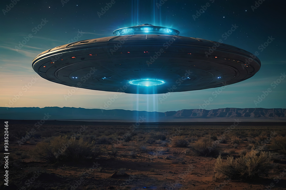 a ufo emerging from the ground, with an aura of blue light emanating around it. a ufo emerging from the ground, with an aura of blue light emanating around it.