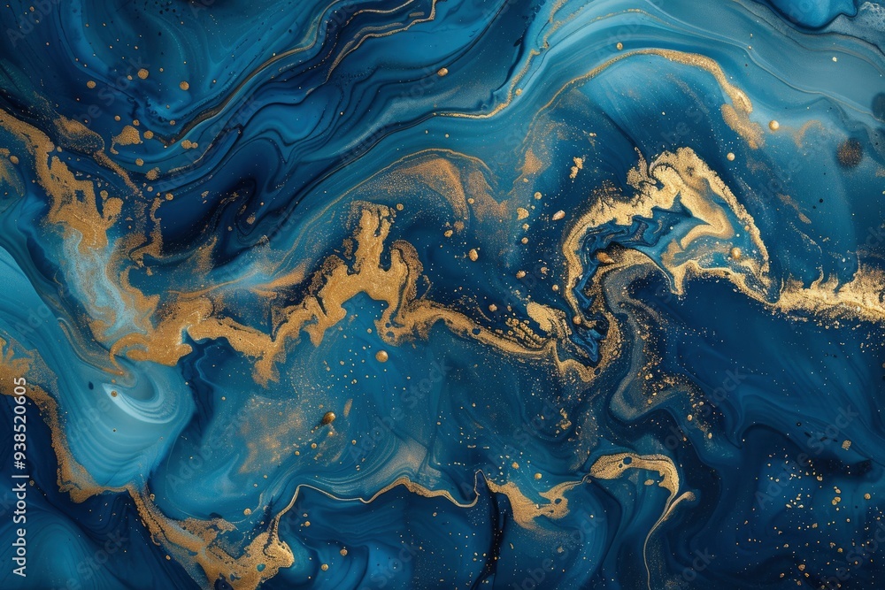 Abstract ocean art High Resolution. Natural Luxury. Style incorporates the swirls of marble or the ripples of agate. Very beautiful blue paint with the addition of gold powder, ai Abstract ocean art High Resolution. Natural Luxury. Style incorporates the swirls of marble or the ripples of agate. Very beautiful blue paint with the addition of gold powder, ai