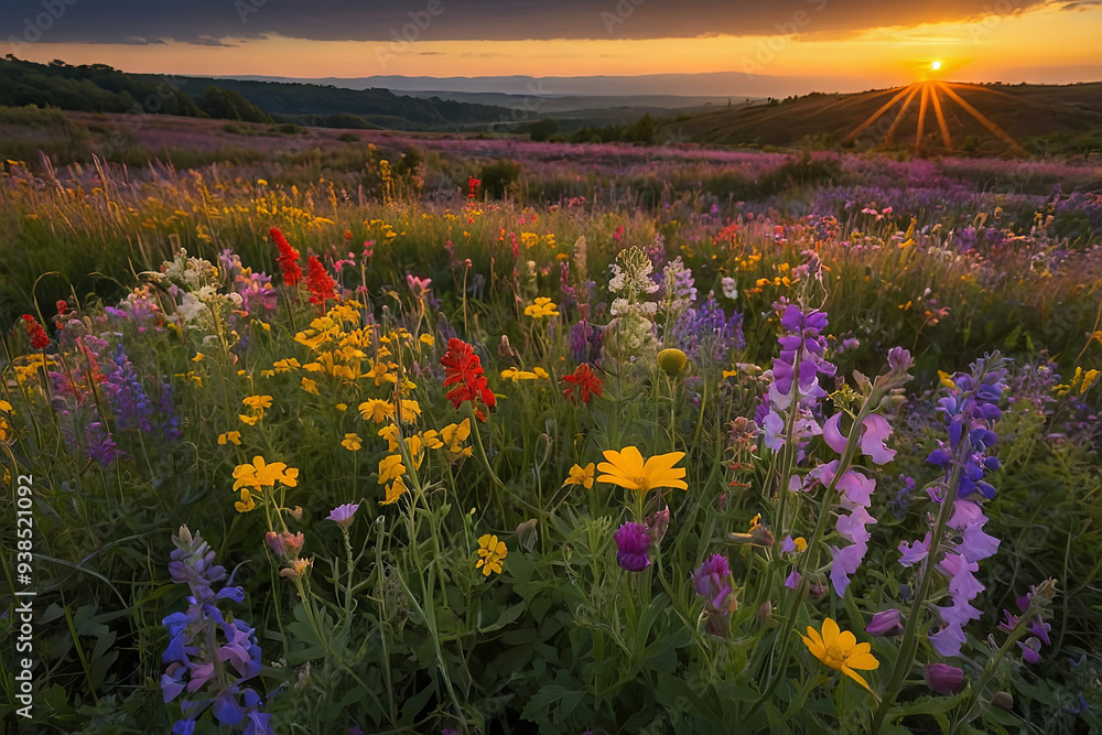Obraz premium a vibrant field of wildflowers in full bloom