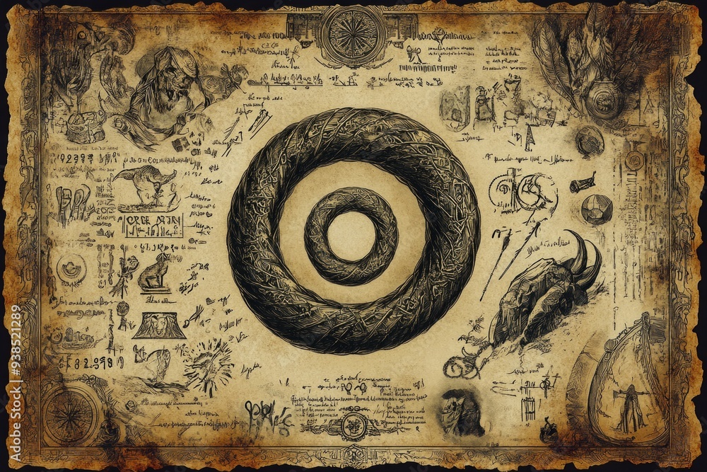 Ouroboros Ancient Scroll Various Gnosticism, Alchemy Religion Spiritual Symbol