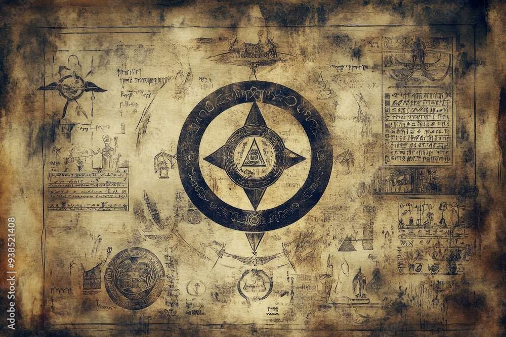 Ouroboros Ancient Scroll Various Gnosticism, Alchemy Religion Spiritual Symbol Ouroboros Ancient Scroll Various Gnosticism, Alchemy Religion Spiritual Symbol