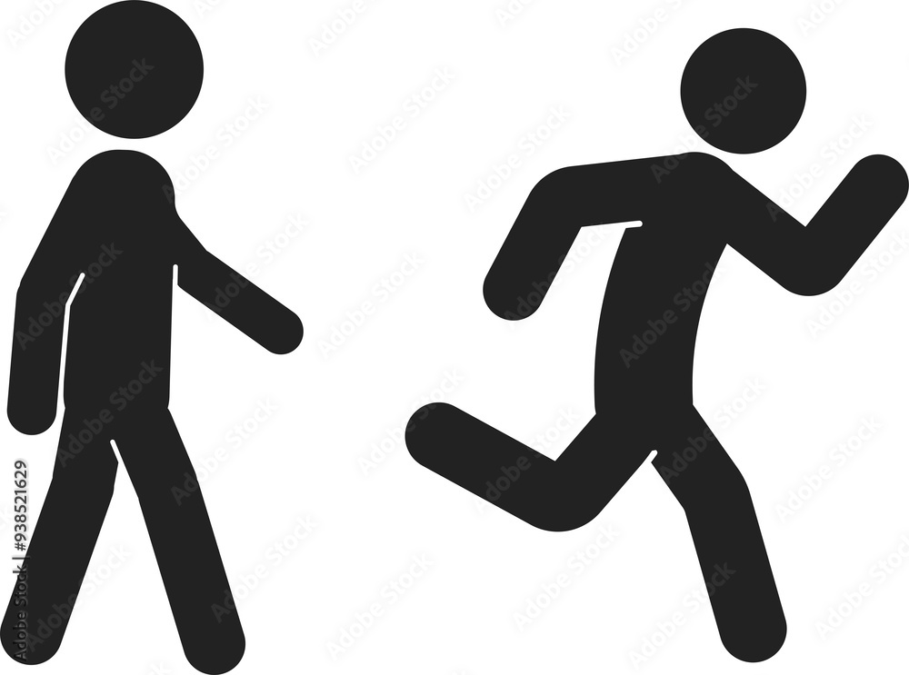 Bundle set pictogram man walking an running, isolated sport sign Bundle set pictogram man walking an running, isolated sport sign