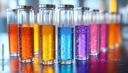  The tubes that are filled with chemicals are in different colors and are useful in medical laboratories and look so amazing with a shiny background design 