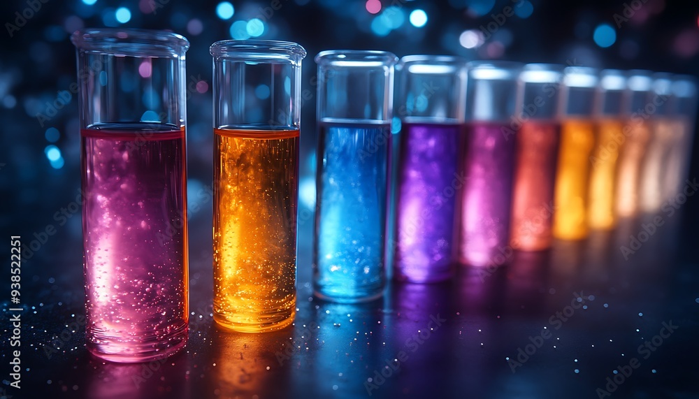 The tubes that are filled with chemicals are in different colors and are useful in medical laboratories and look so amazing with a shiny background design The tubes that are filled with chemicals are in different colors and are useful in medical laboratories and look so amazing with a shiny background design