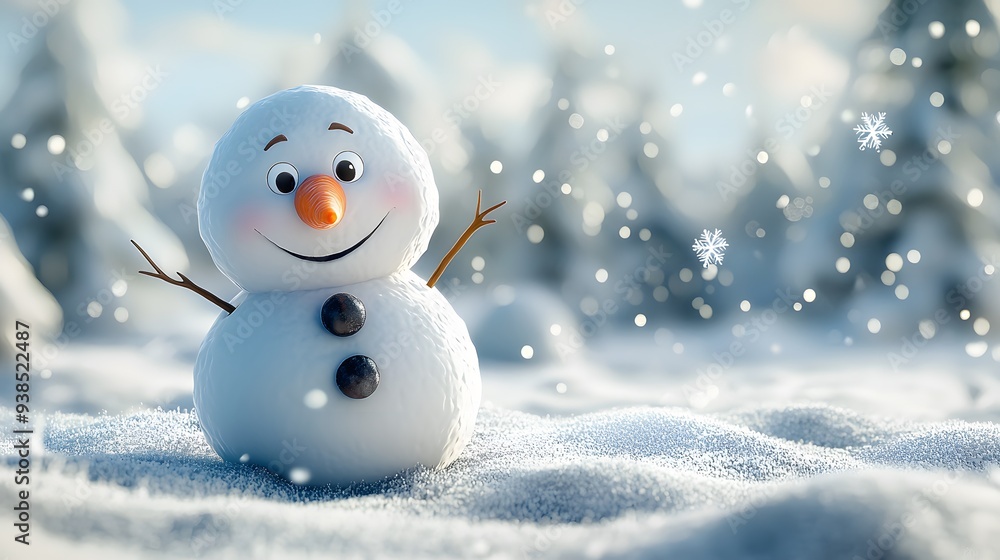 Happy Snowman in a Winter Wonderland. Happy Snowman in a Winter Wonderland.