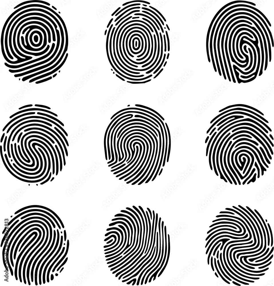 A set of black and white fingerprints A set of black and white fingerprints