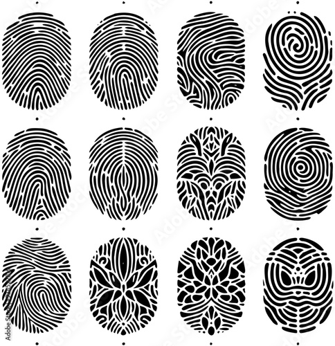 A set of black and white fingerprints