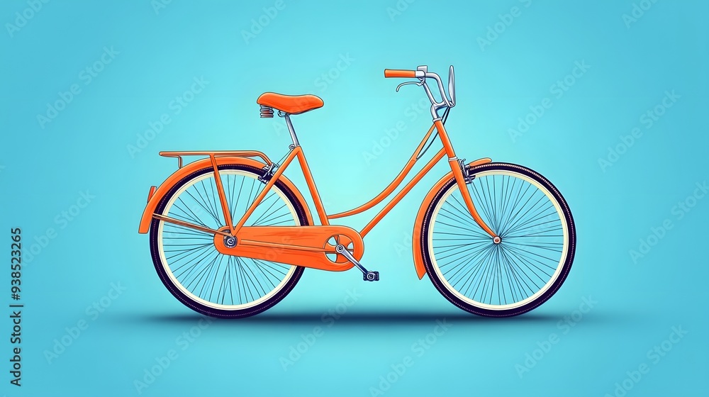 Classic Orange Bicycle Illustration on Blue Background
Classic Orange Bicycle Illustration on Blue Background