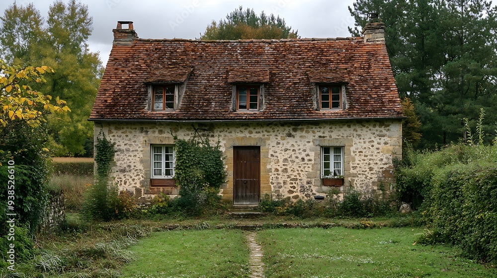 Obraz premium Old house in ChteauLandon a rural village of the Gtinais in the French department of SeineetMarne France : Generative AI