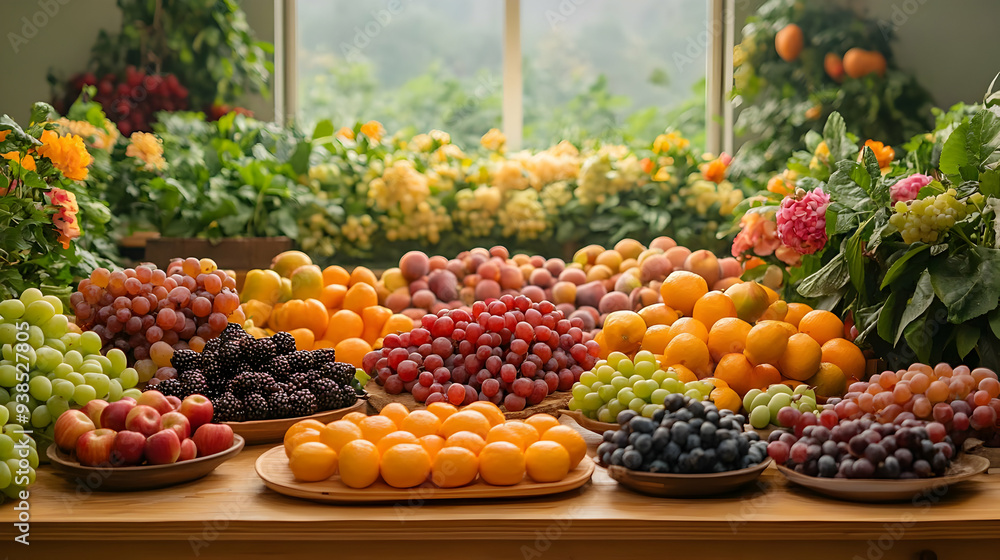 Assortment of fresh fruits on a wooden table. Assortment of fresh fruits on a wooden table.