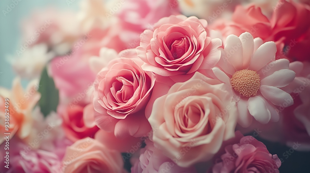 pink and old rose artificial flower background : Generative AI pink and old rose artificial flower background : Generative AI