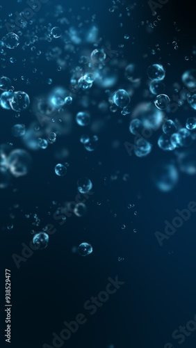 Underwater background with water bubbles rising up.