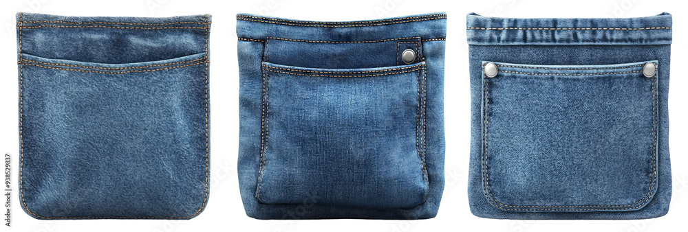 Assortment of denim pockets from different jeans isolated on transparent background Assortment of denim pockets from different jeans isolated on transparent background