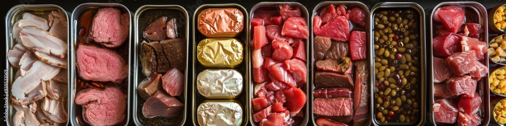 Canned Meat Varieties Including Beef, Pork, and Game Canned Meat Varieties Including Beef, Pork, and Game