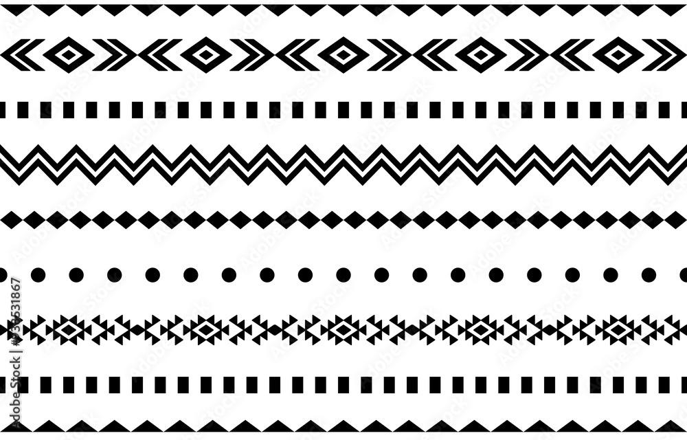 Ancient echoes Aztec geometric seamless patterns southwest Navajo Native American tribal ethnic black and white for textile printing Ancient echoes Aztec geometric seamless patterns southwest Navajo Native American tribal ethnic black and white for textile printing