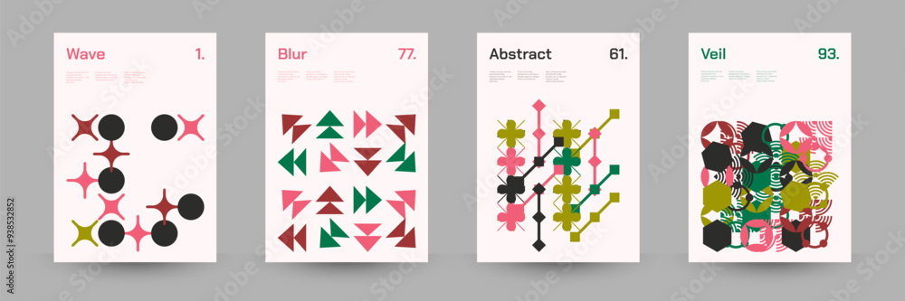 Fototapeta premium Diverse Set of Geometric Patterns: Wide Range of Symmetrical Geometric Shapes and Repeating Forms. Abstract Mosaic Poster Background. Vector Illustration.