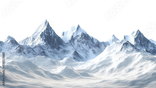 Majestic Snow-Capped Mountain Range: A Winter Wonderland