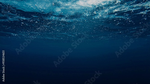 Dark blue ocean surface seen from underwater which is very beautiful