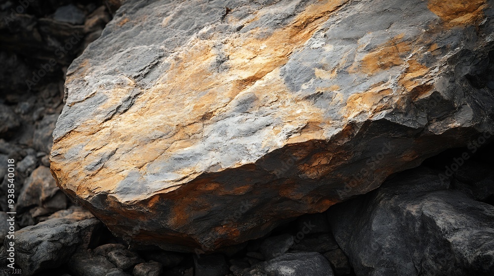 A Section of Rock for a Product Display Showing the Bright Side of a Stone Surface with Natural Shadow Detail with a Stripe of a Horizontal Boulder : Generative AI A Section of Rock for a Product Display Showing the Bright Side of a Stone Surface with Natural Shadow Detail with a Stripe of a Horizontal Boulder : Generative AI