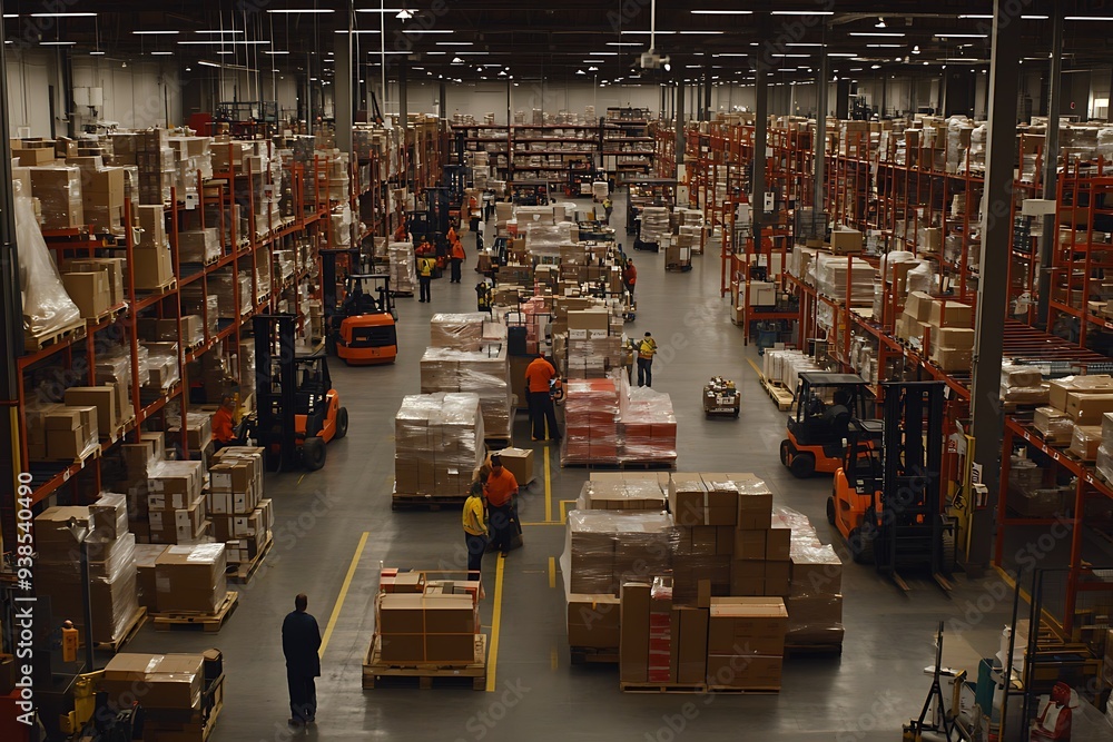 warehouse full with boxes and forklift warehouse full with boxes and forklift