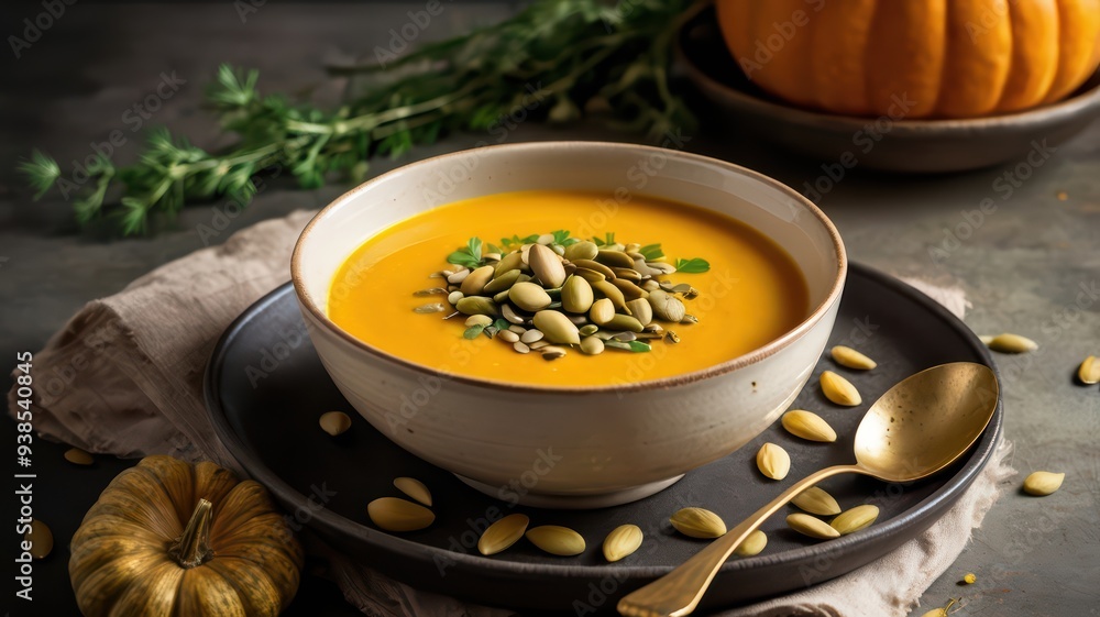 pumpkin soup in a bowl pumpkin soup in a bowl