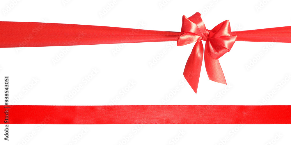 Red satin and bow on white background Red satin and bow on white background
