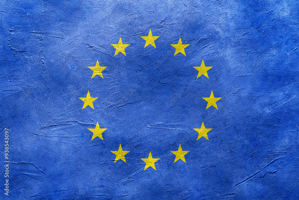 Flag of European Union on textured surface Flag of European Union on textured surface
