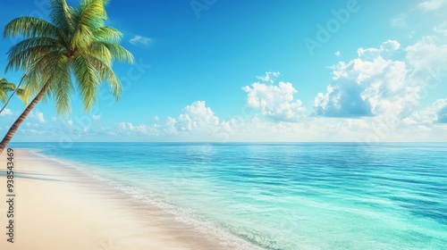 Tropical Beach with Palm Trees and Crystal Clear Water